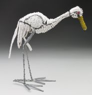 SM Beaded Wire White Egret
